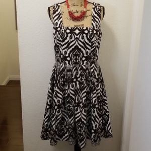 Eva Mendes Ikat Print Sleeveless A-line Dress